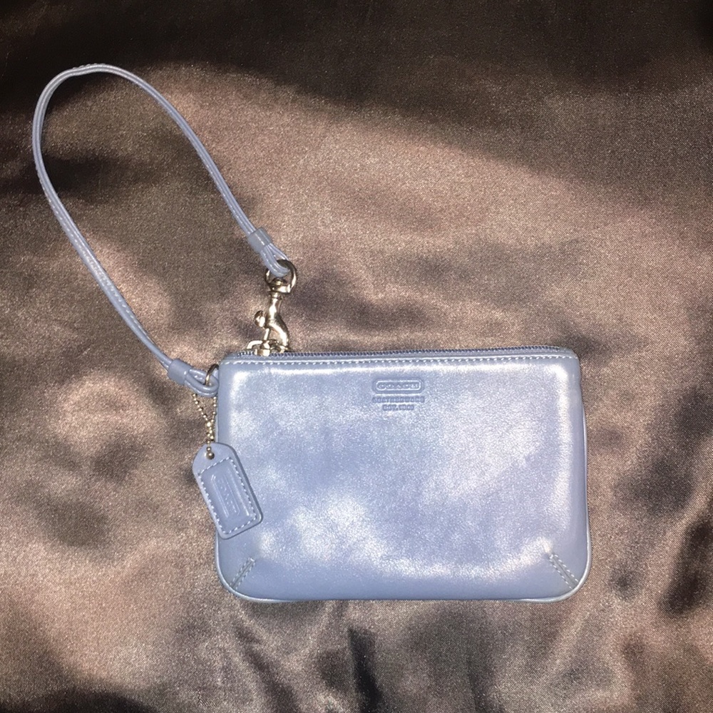 Authentic Coach Wristlet- Blue Leather